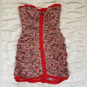 Sky to Moon strapless corset floral mini dress